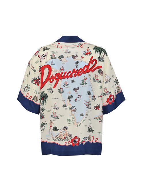 Camicia bowling Aloha Souvenir in seta DSQUARED2 | S71DM0835 D35476001S